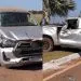 Hilux fica destruída após colisão com caminhão-guincho no trevo de Porto dos Gaúchos